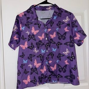 Butterfly Short-Sleeve Button-Up